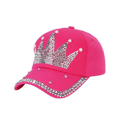 Women's  baseball Rhinestone Crown design logo snapback Hat