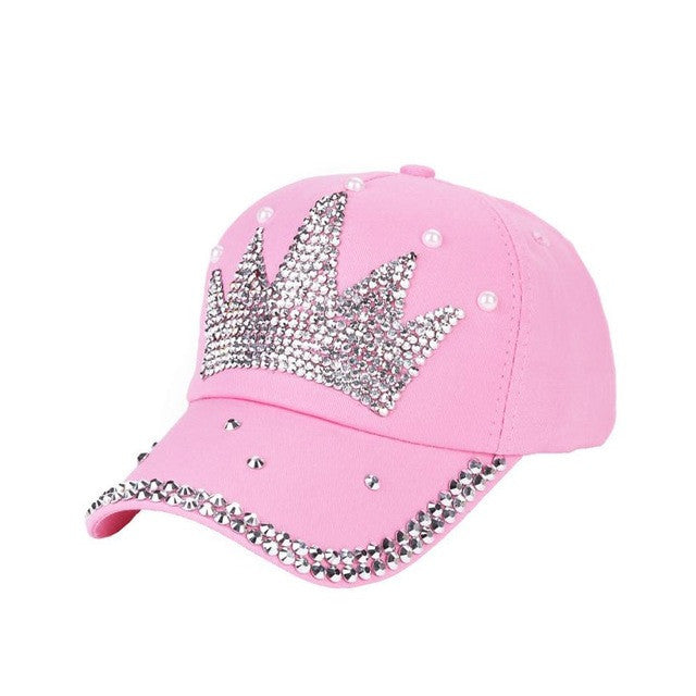 Women's  baseball Rhinestone Crown design logo snapback Hat