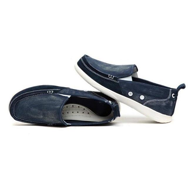 Men's Flat Casual Shoes. Denim, Canvas mat'l