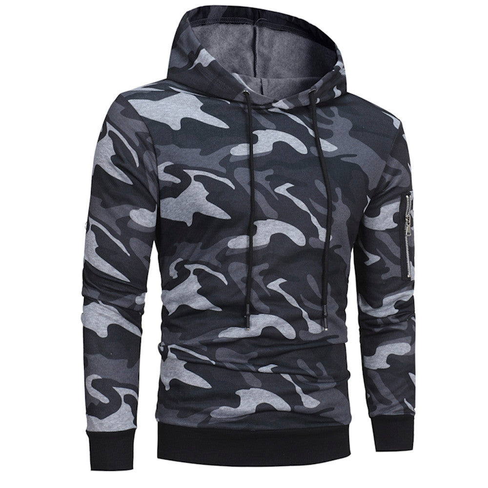 Mens' Long Sleeve Camouflage Hooded Sweatshirt