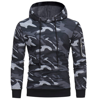 Mens' Long Sleeve Camouflage Hooded Sweatshirt