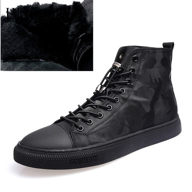 warm cotton/genuine leather high top shoes