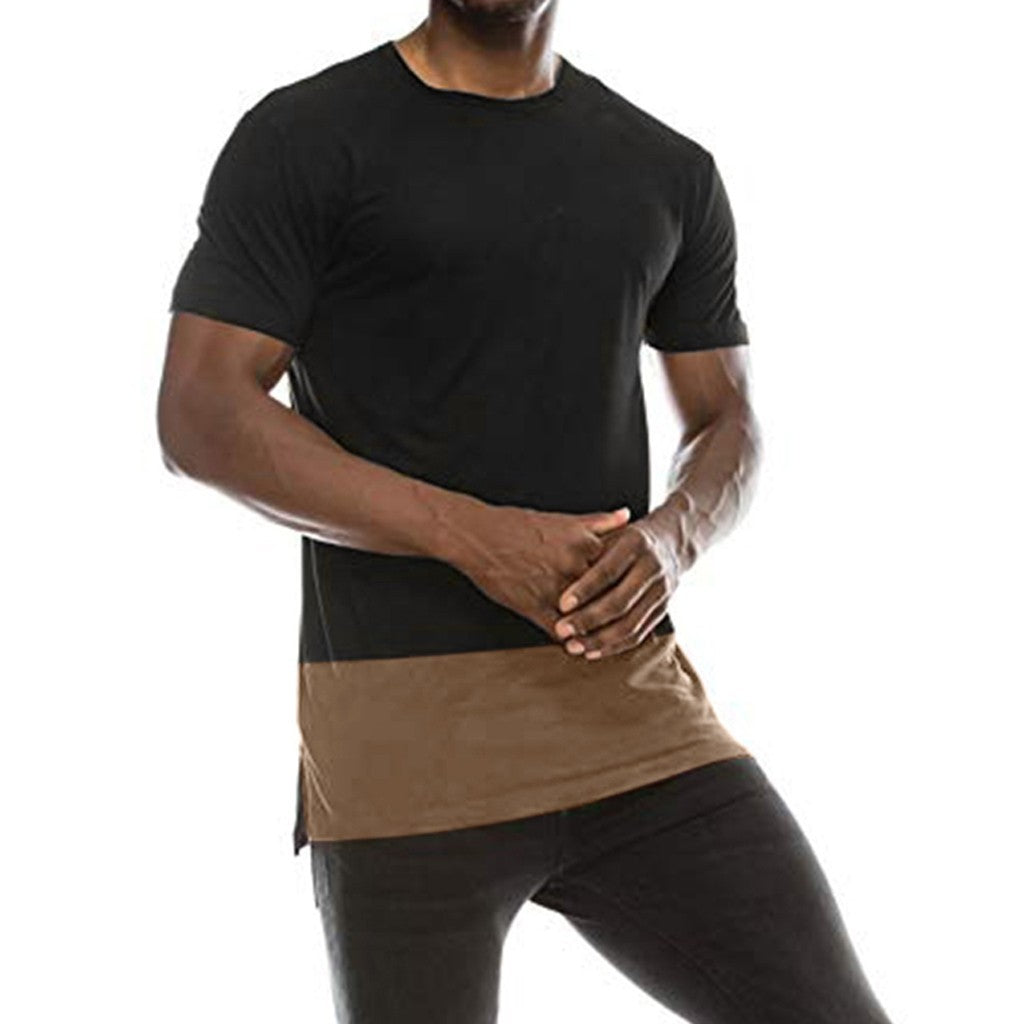 Men's Patchwork Hemline Split Side T-Shirt