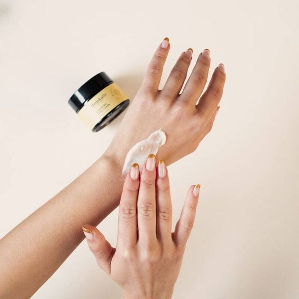 Mānuka Oil Skincare: Christmas Gift Guide image of a woman's hand moisturizes with ManukaRx Hydrating Hand Cream.