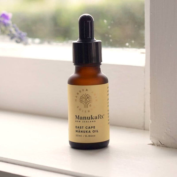 Hold the Prescription: 5 Natural Antibiotic Alternatives image with East Cape Manuka skin oil from ManukaRx, the world's most powerful antibacterial essential oil.