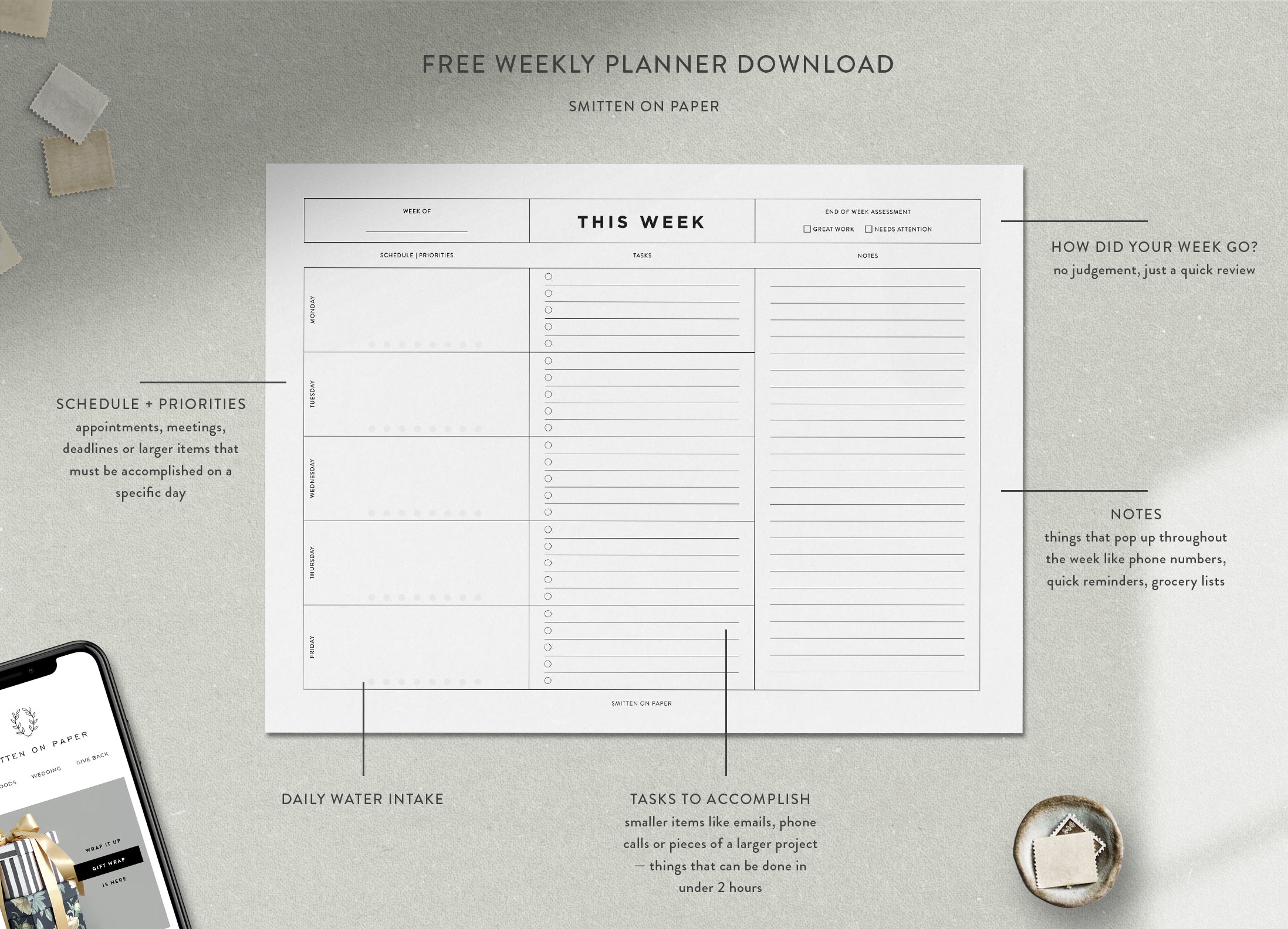 Download Free Weekly Planner Download Smitten On Paper