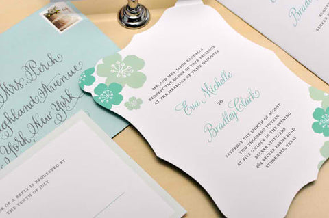 Floral Flutter Die Cut Wedding Invitations