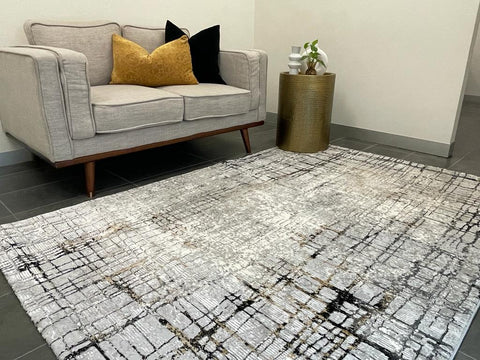 Ali Contemporary Grey Stripe Lines Rug