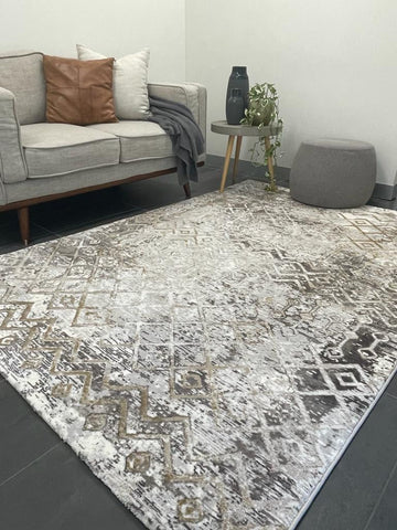 Ali Grey Distressed Tribal Rug