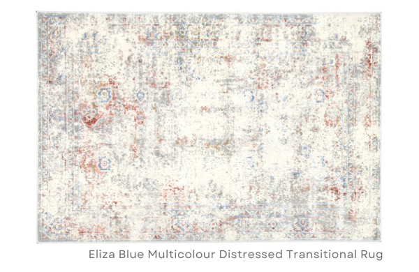 Eliza Blue Multicolour Distressed Transitional Rug