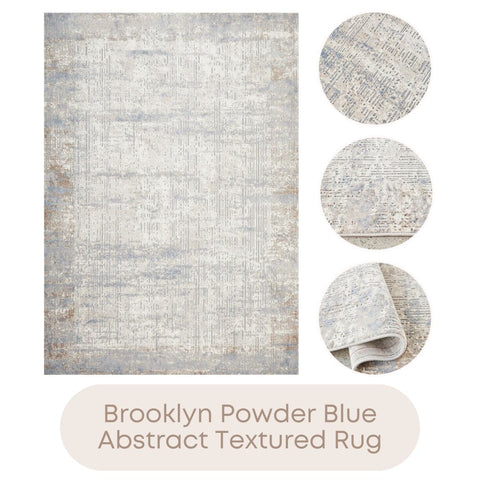 Brooklyn Powder Blue Abstract Textured Rug