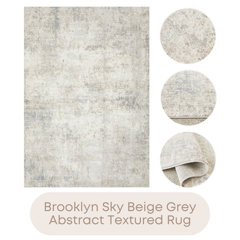 Brooklyn Sky Beige Grey Abstract Textured Rug