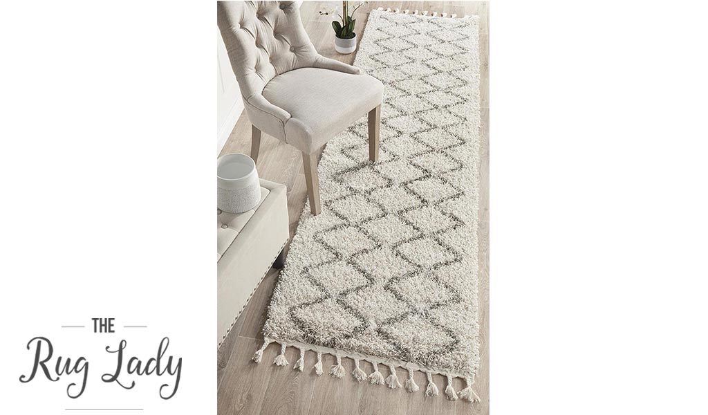 Saffia Natural Zigzag Plush Boho Hallway Runner