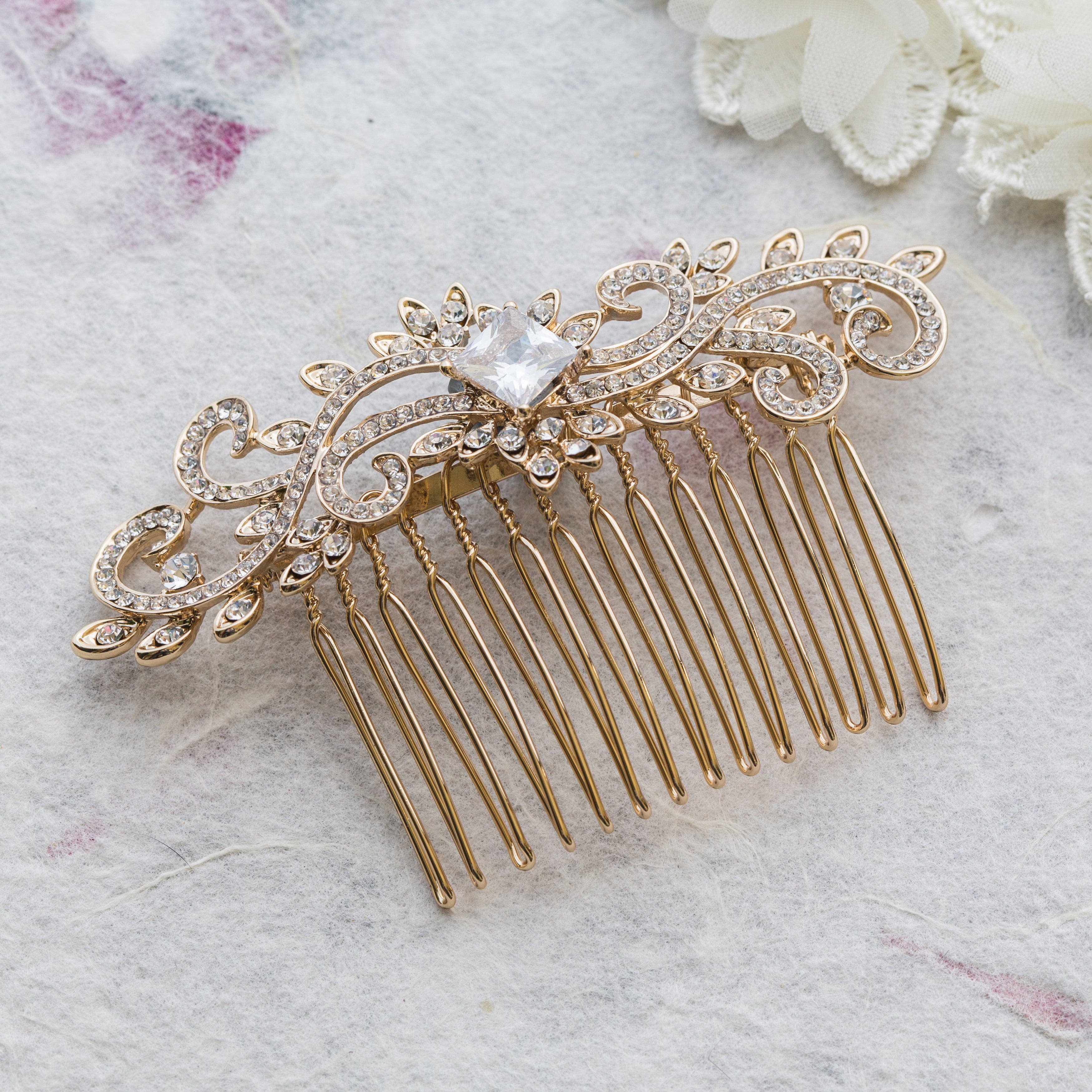 gold hair comb