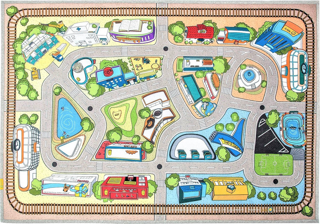 Kids Carpet Rug Car Village Play Mat For Kids Room Decor 79 X