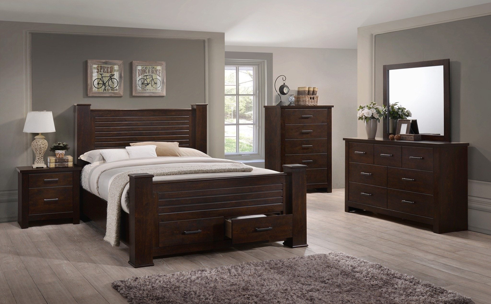 Espresso Bedroom With Drawers