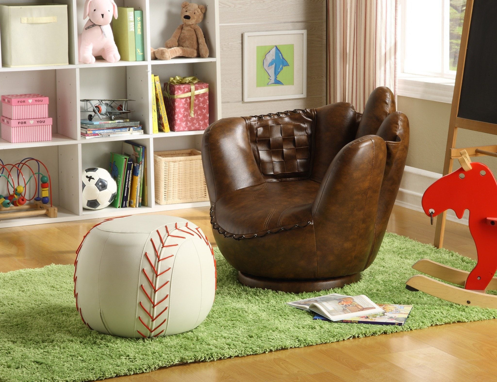 Baseball Glove Swivel Chair W Ottoman Pacific Imports Inc