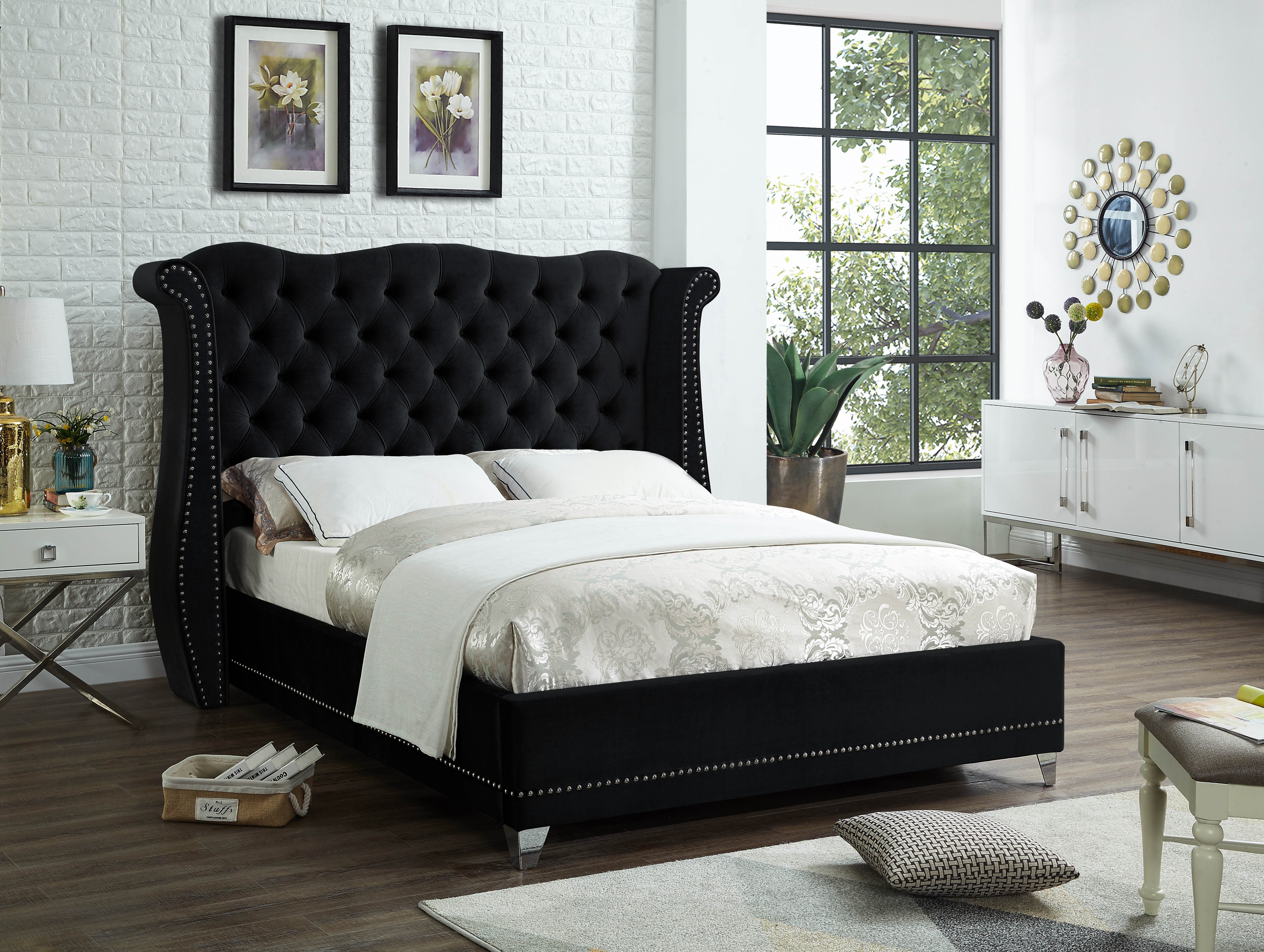 Black Upholstered Bed Pacific Imports Inc   7815 BK 