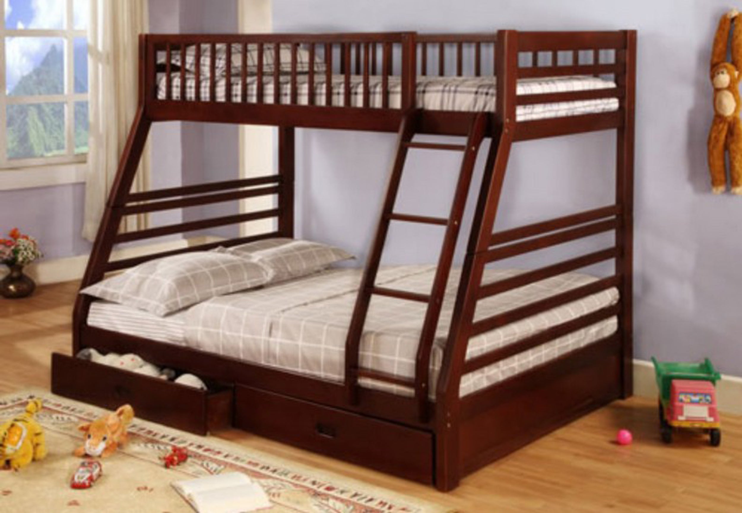 wooden bunk bed full and twin
