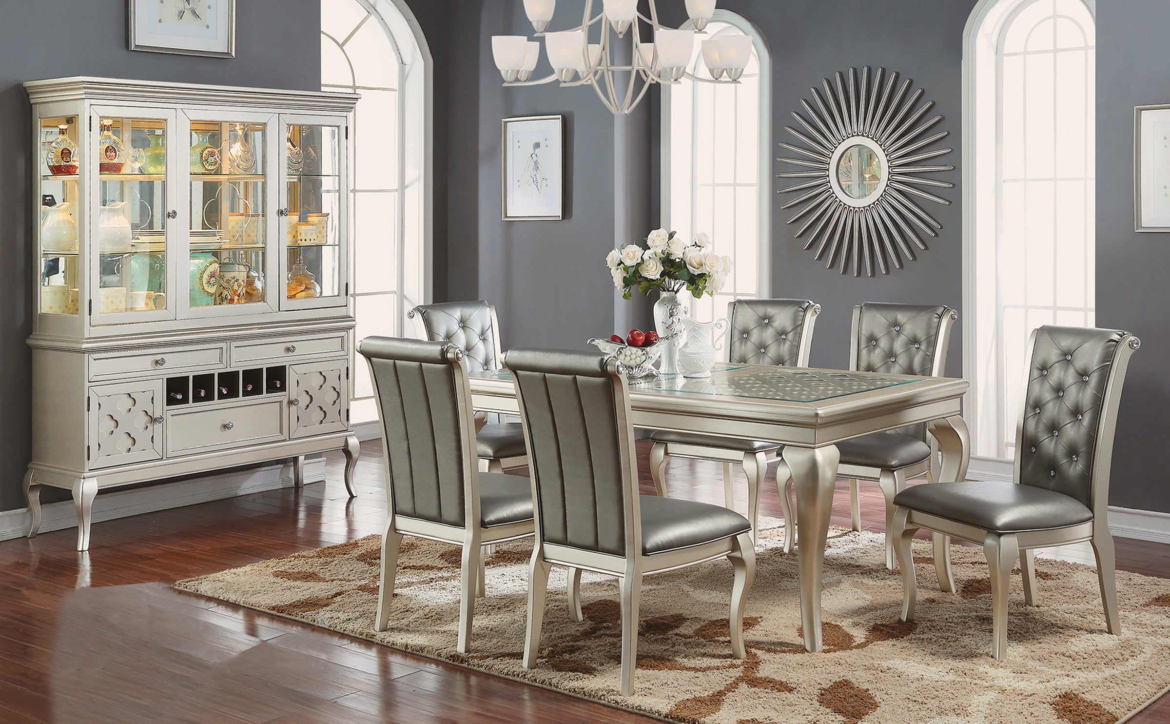 silver dining room table decor