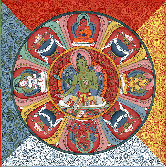 Green Tara Mandala  Thangka Fine Art Thangka Reproduction by Flera Garuda  Trading