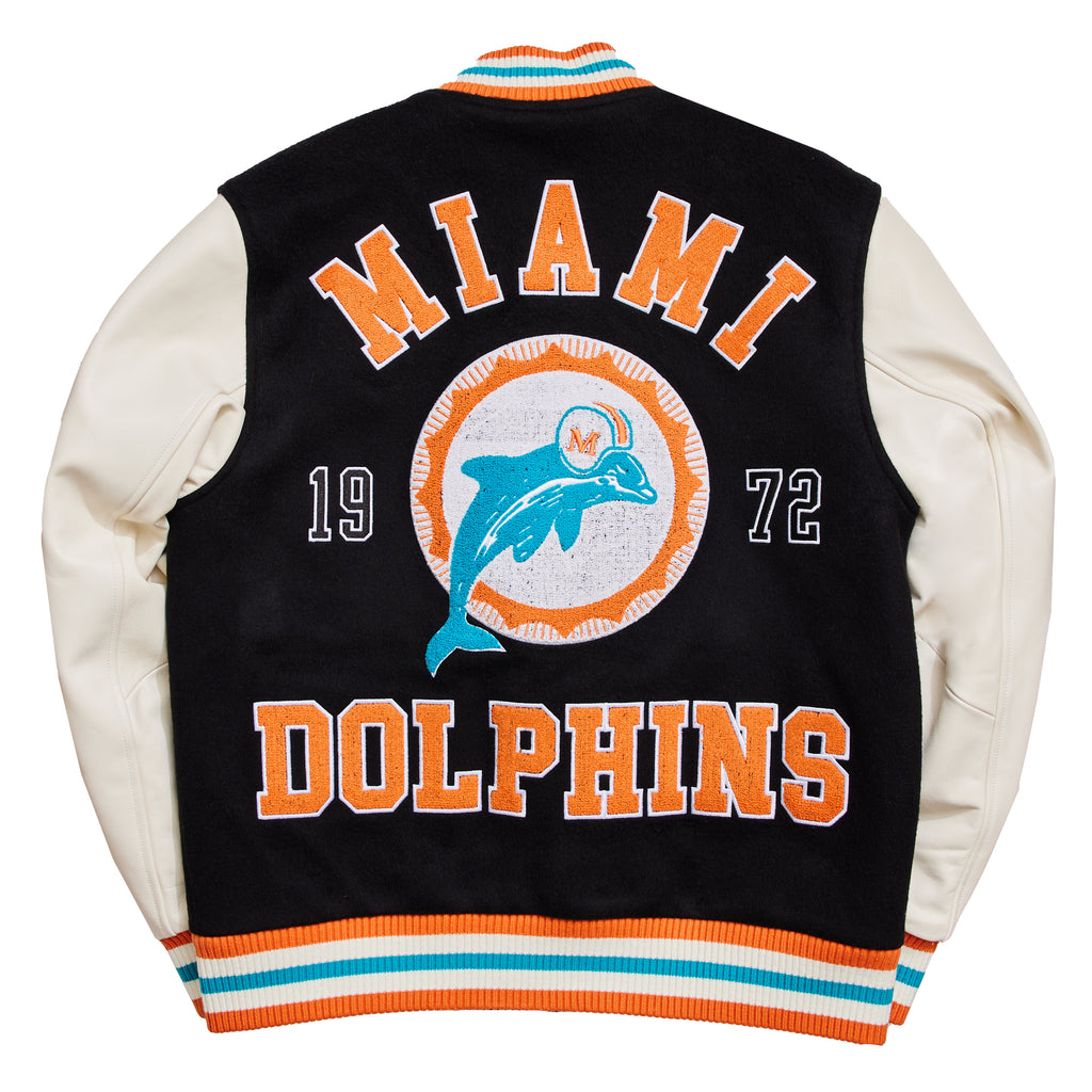 Men's Miami Dolphins Starter Aqua/Orange Leader Varsity Satin Full-Snap  Jacket