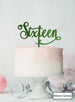 Sixteen Swirly Font 16th Birthday Cake Topper Premium 3mm Acrylic Mirror Green