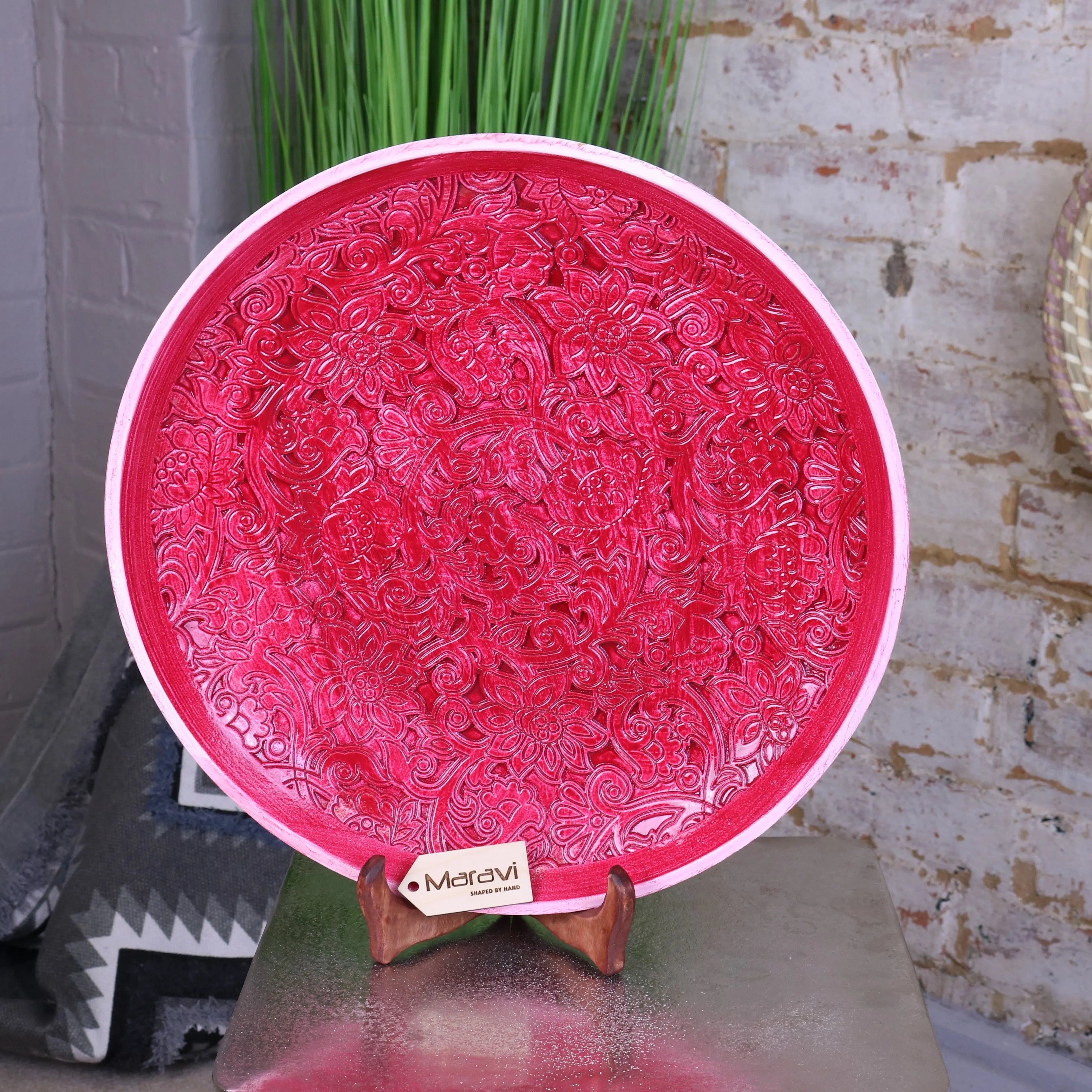 Paluru Fuchsia Pink Large Decorative Bowl, Maravi