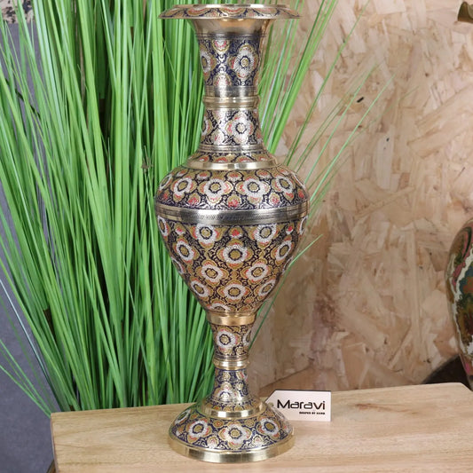 Vintage 36cm Small Brass Vase Hand Etched – Maravi