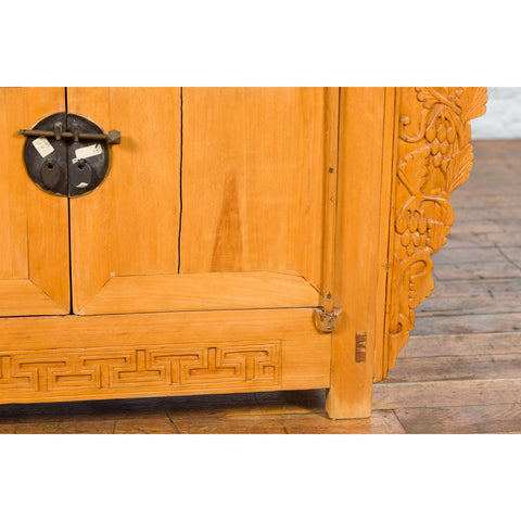 19th Century Qing Dynasty Period Chinese Elm Wood Carved Butterfly Sideboard - Antique Chinese and Vintage Asian Furniture for Sale at FEA Home
