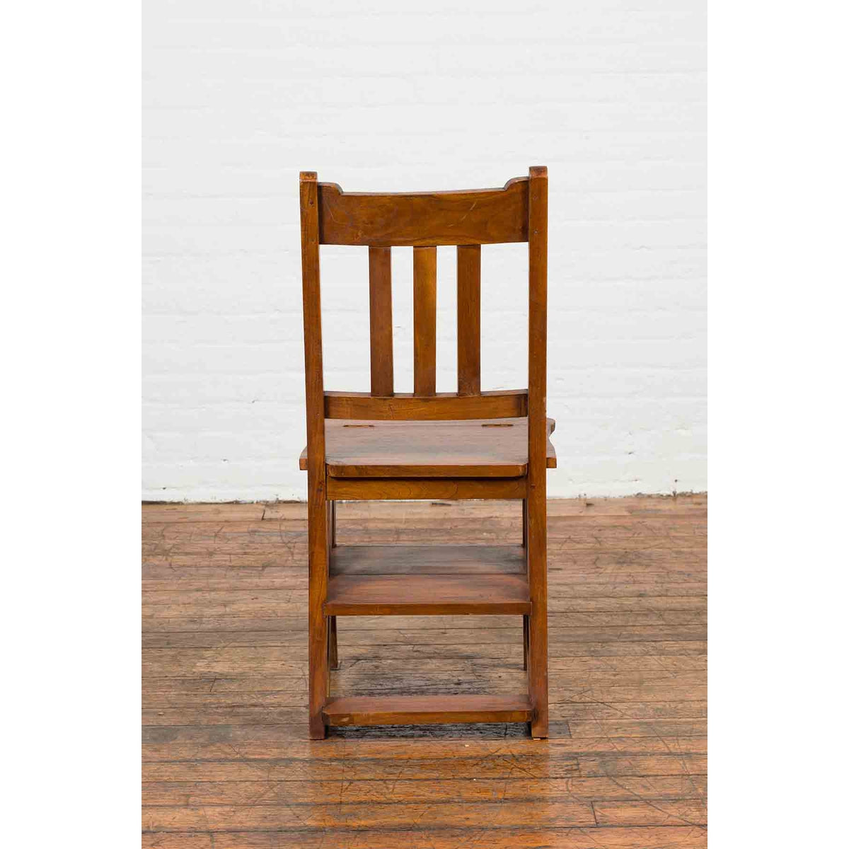 Vintage Metamorphic Indian Wooden Step Ladder Folding Chair | FEA Home