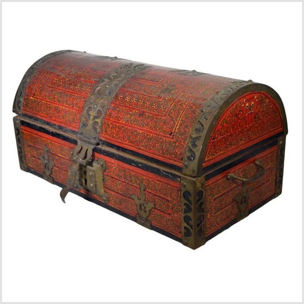 Brown Metal Trunk, Vintage Chinese Furniture in New York