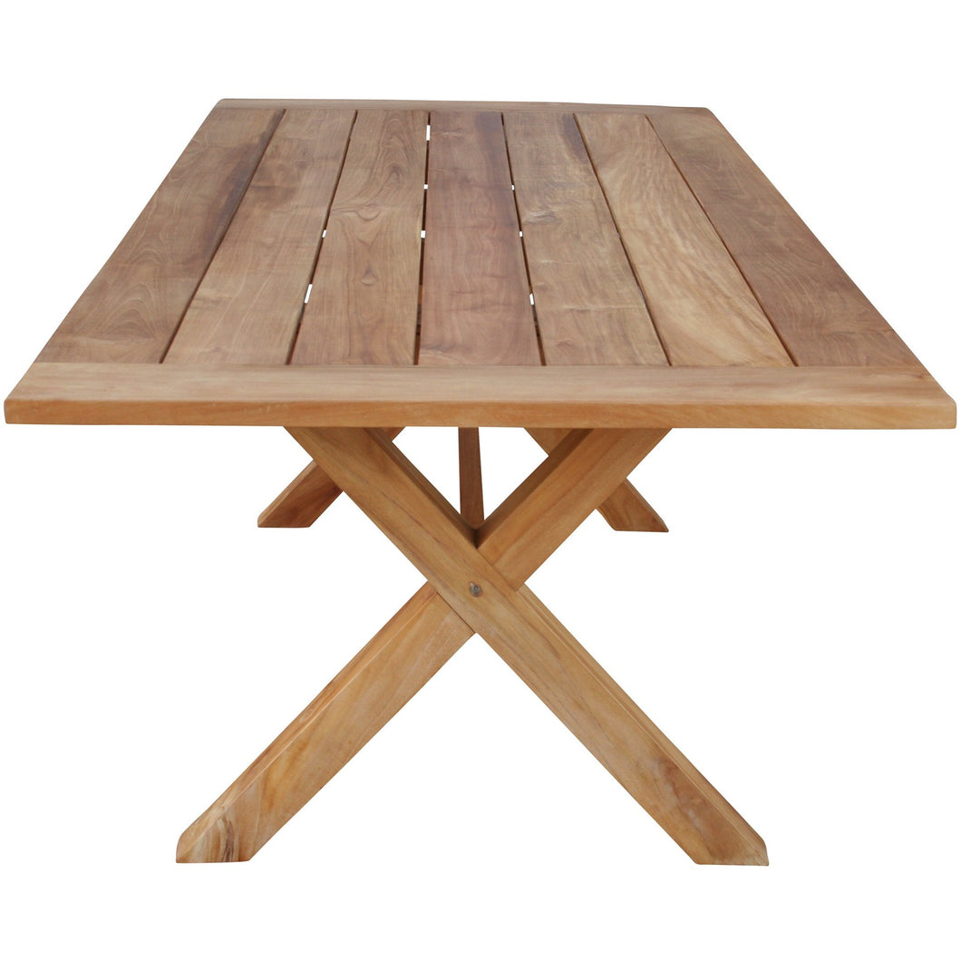 Teak Wood Cross Indoor/Outdoor Dining Table 87" x 40" by ...