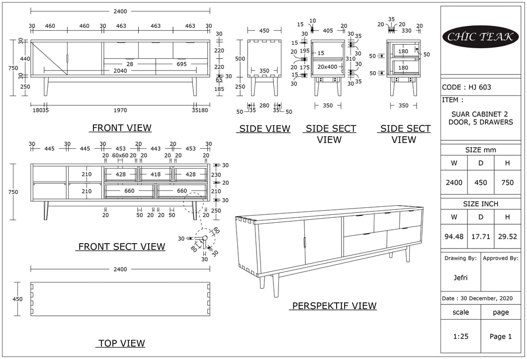 Tarraco Live Edge Suar Wood Buffet With 2 Doors 5 Drawers By Chic Teak Only 2 037 10