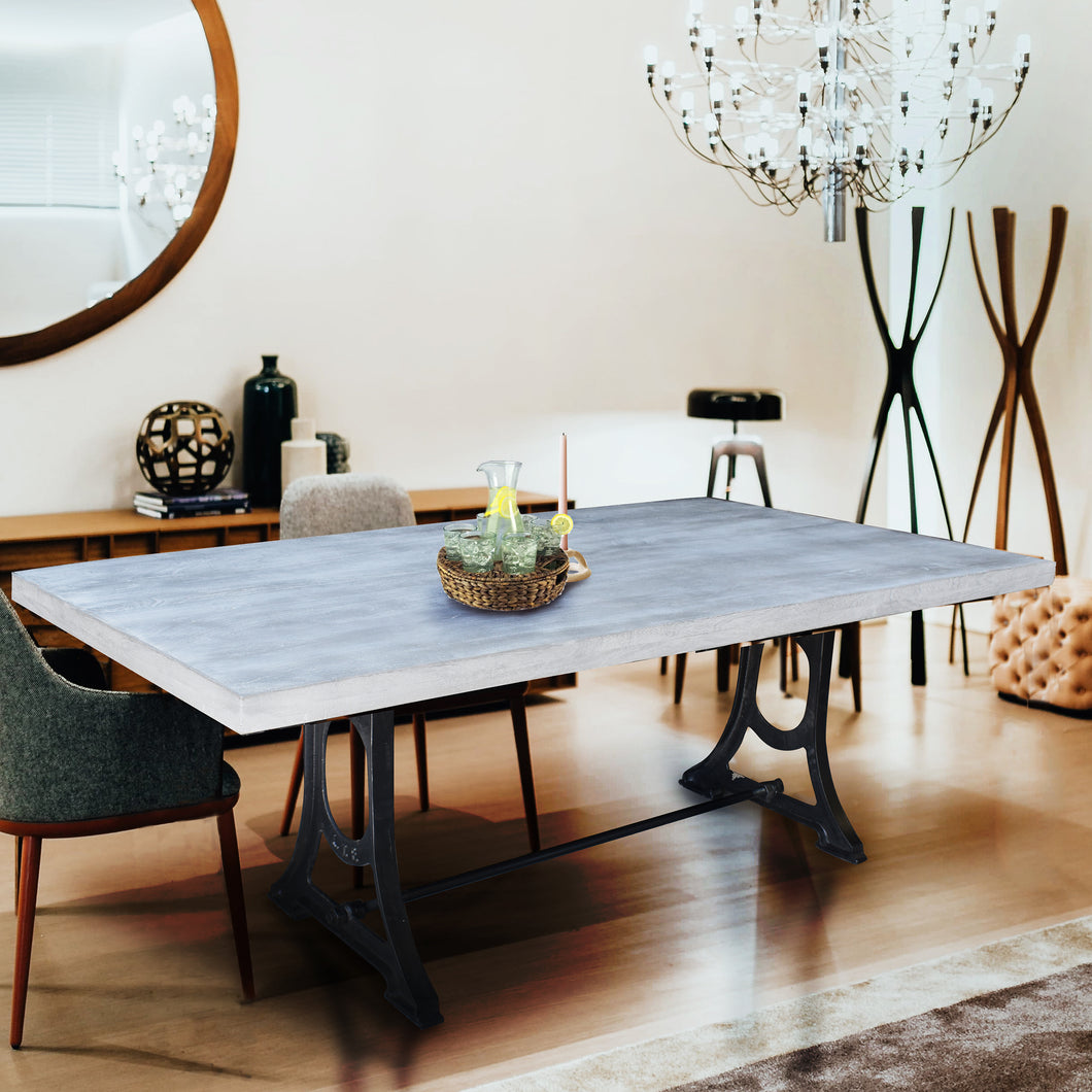 Agrarisch produceren Bevriezen Muan Rustic Grey Wash Mango Wood Dining Table with Ironwork Base by Chic  Teak only $1,752.00