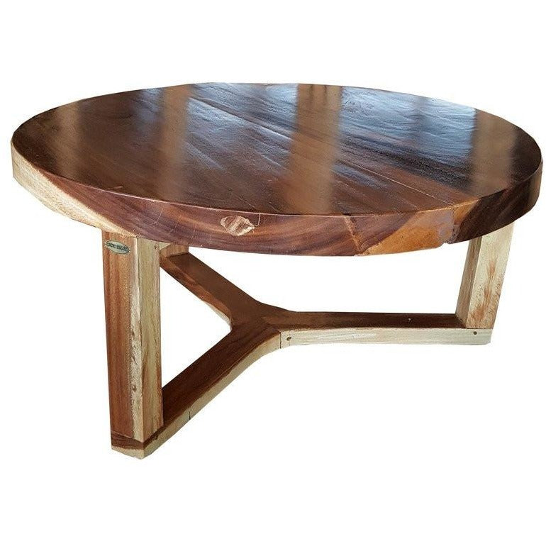 Suar Live Edge Round Coffee Table 40 inch by Chic Teak