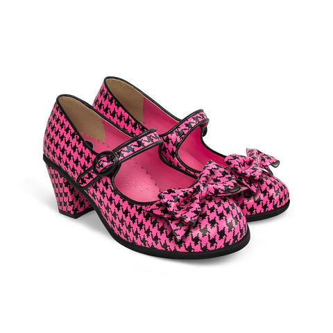 Mid Heels Pop Hounds Tooth Pink Women's 