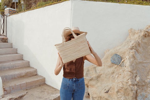 The Magnolia straw tote, part of the Leah 2023 summer collection of sustainable accessories.