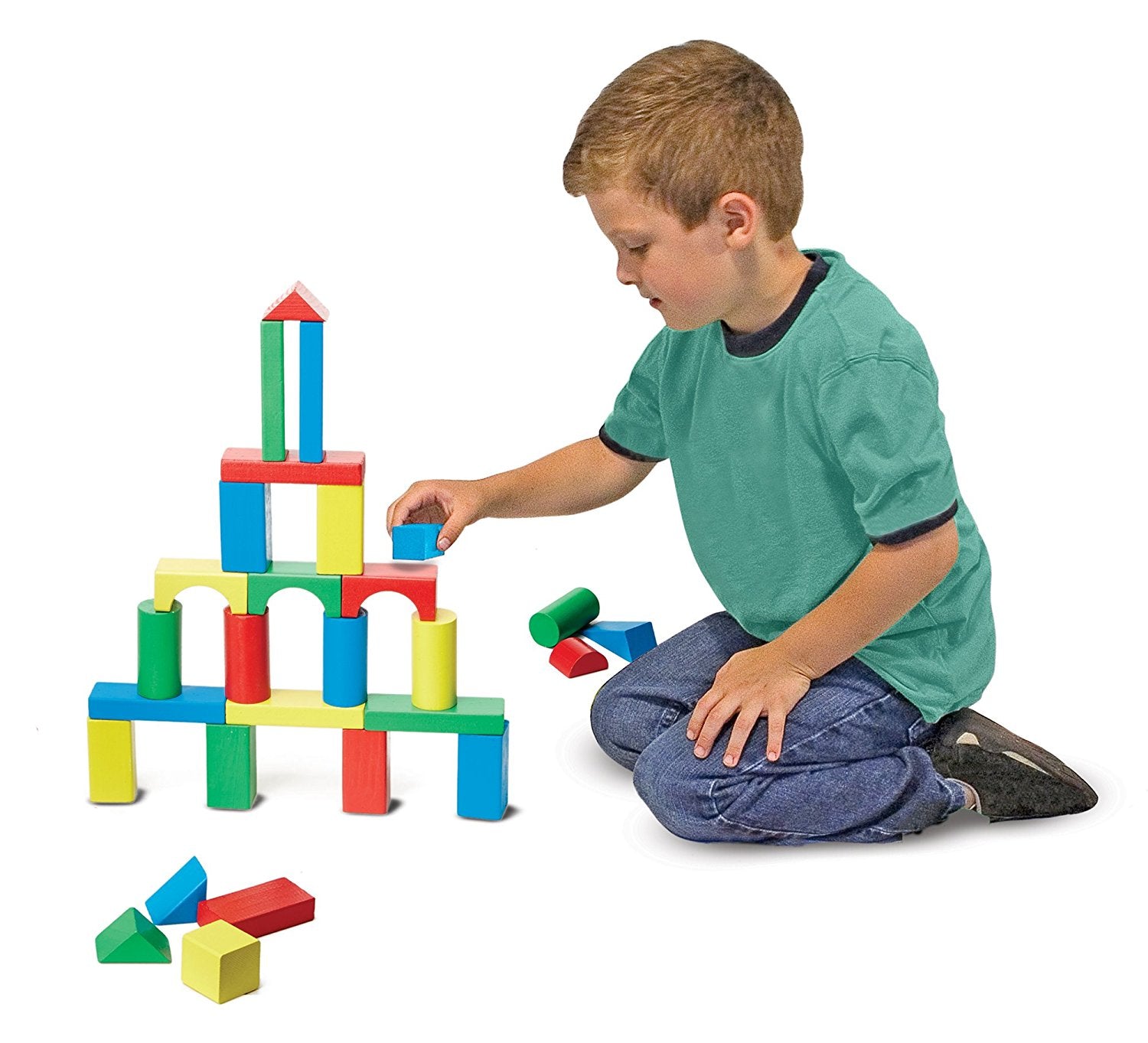 melissa & doug wooden building blocks set