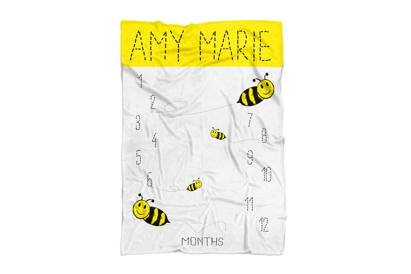 Download Home Living Black And Yellow Bumble Bee Track Growth And Age Baby Milestone Blanket Personalized Baby Blanket New Mom Baby Shower Gift Blankets Throws