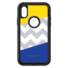 DistinctInk™ OtterBox Defender Series Case for Apple iPhone / Samsung Galaxy / Google Pixel - Blue Yellow Block Grey Chevron