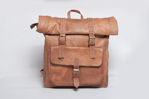 Luxury Leather Roll Top Backpack - GFM -giftsfrommorocco-morocco leather