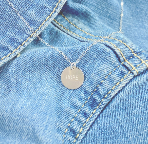 hand stamped HOPE necklace