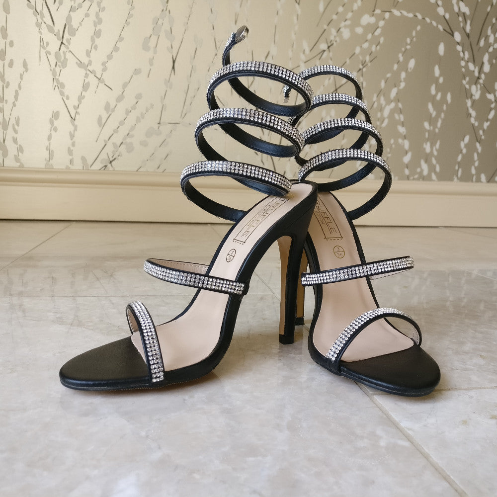 black heels with black rhinestones