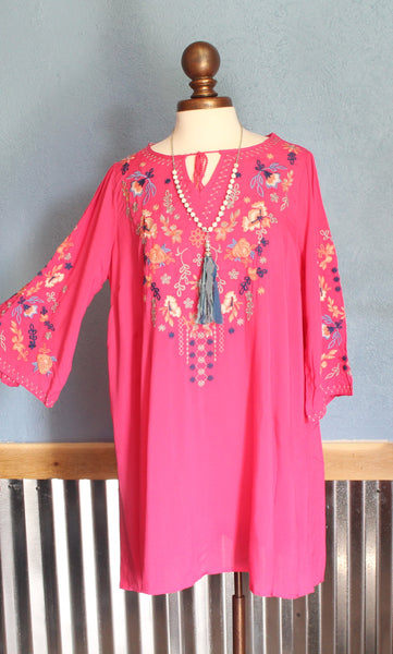 Embroidered Split Neckline Dress – Southern Angel Boutique