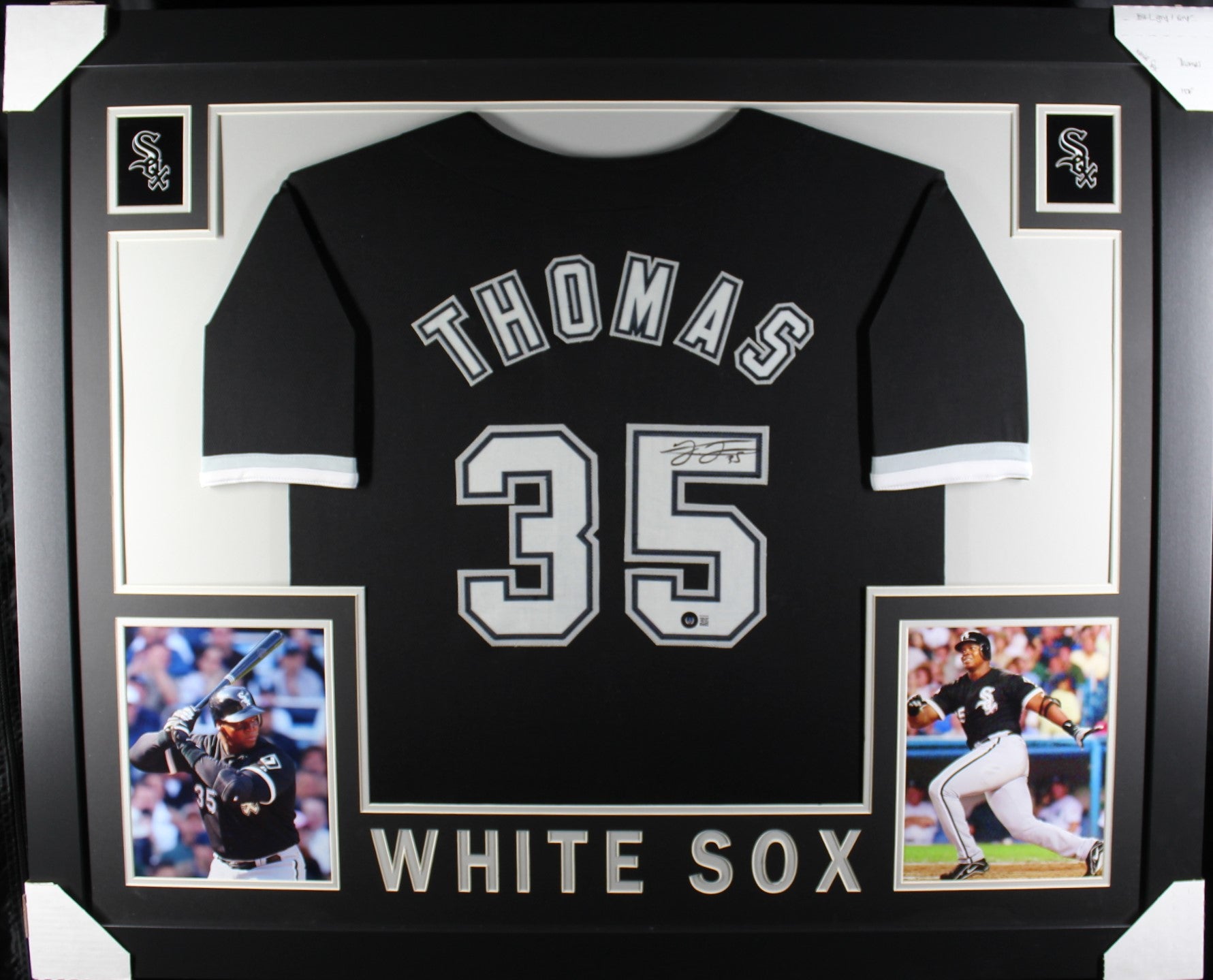 Chicago White Sox Frank Thomas Autographed Framed Black Jersey