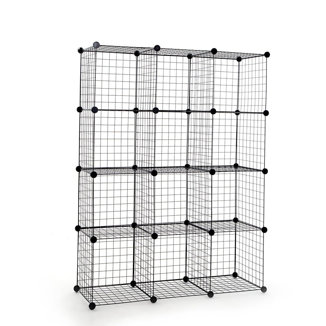 Unicoo Multi Use Diy 12 Cube Wire Grid Organizer Bookcase