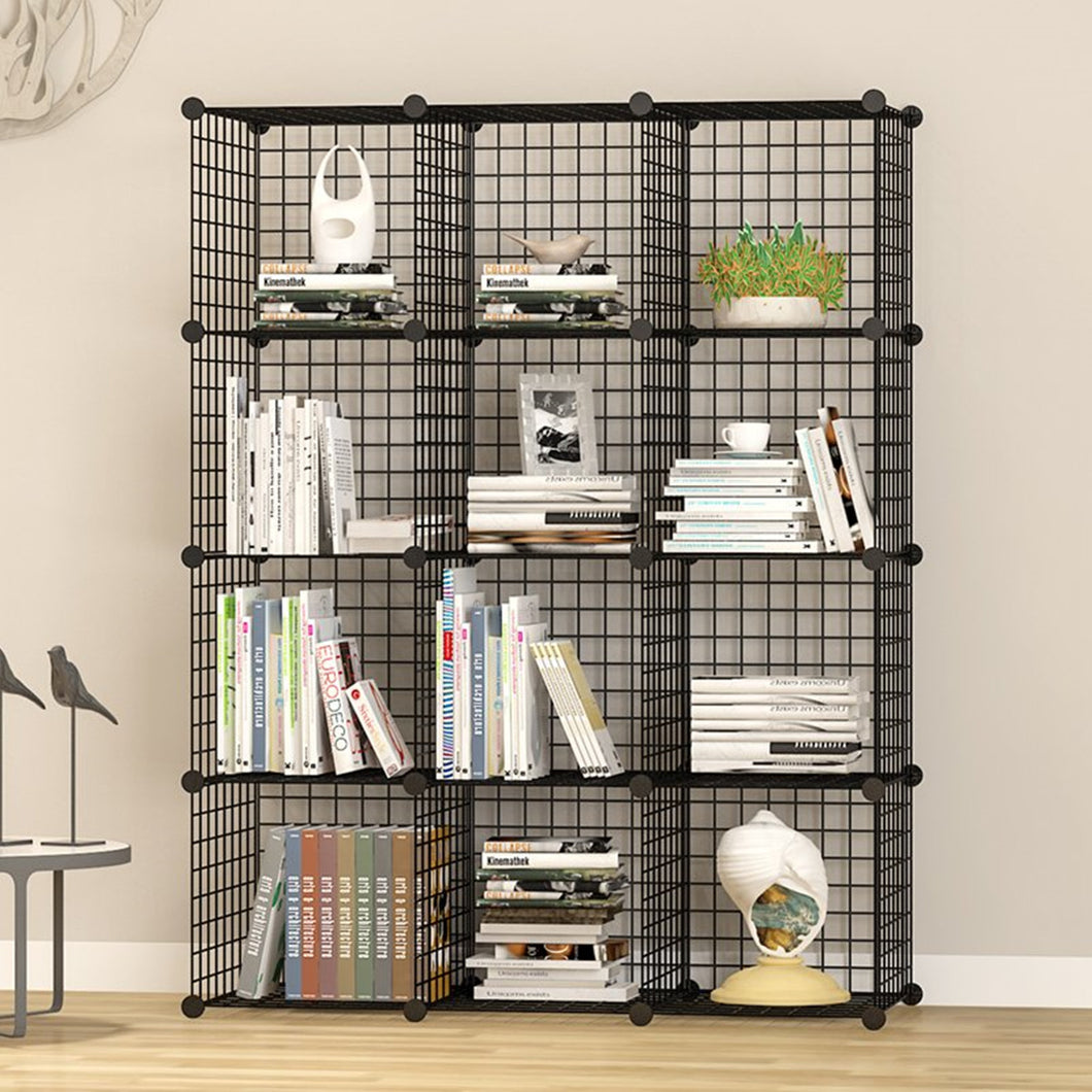 Unicoo Multi Use Diy 12 Cube Wire Grid Organizer Bookcase