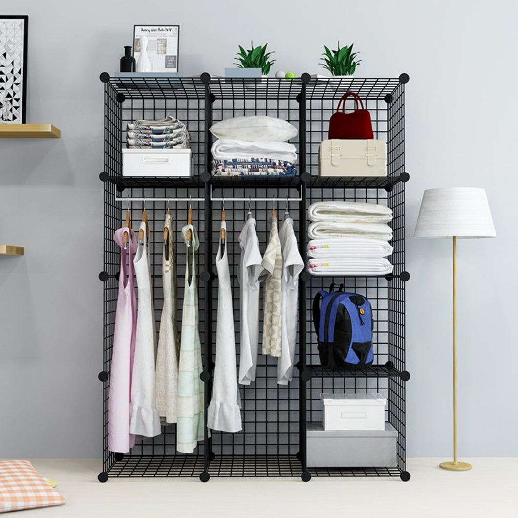 Unicoo Multi Use Diy 12 Cube Wire Grid Organizer Bookcase