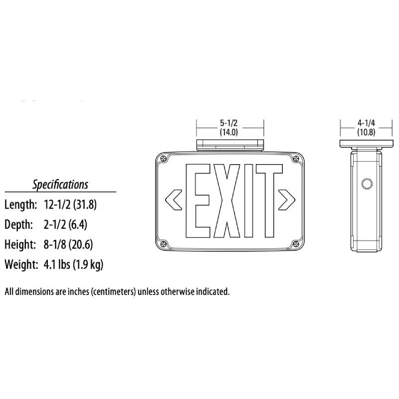 Lithonia Lighting wlte W 1 R El Wet Location Exit Sign White